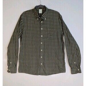Brooks Brothers Men's Large Slim Suprima Non-Iron Long Sleeve Checkered Green